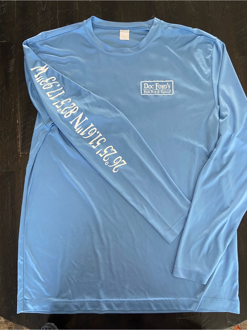 Men's Doc Ford’s Rum Bar & Grille Long-Sleeve Performance Shirt - Light Blue